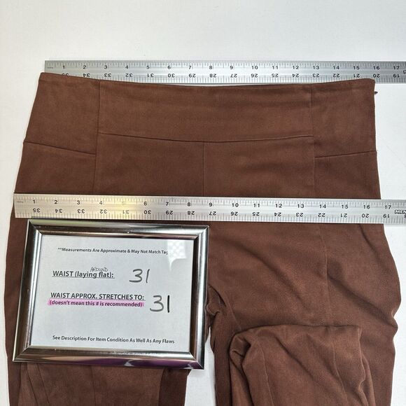 Sundance Pants Womens 8 Faux Suede Brown Legging Skinny Moto Zip Hem Academia - Picture 7 of 14